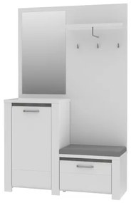 Set pentru hol HIRO cu oglindă, alb/gri