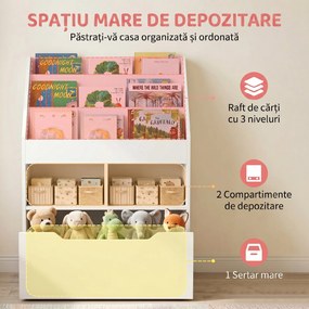 Biblioteca pentru Copii cu mai Multe Rafturi Suport de Organizare cu Sertar de Depozitare pentru Camera de Joaca, Alb HOMCOM | Aosom Romania