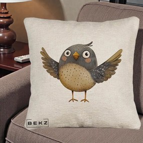 Perna Decorativa Pasare cu Aripi Intinse, 40x40 cm, Bej Canapea, Husa Detasabila, Perna Inclusa, BEKZ®