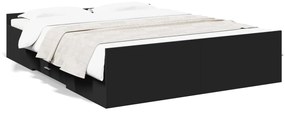 3280294 vidaXL Cadru de pat cu sertare, negru, 140x200 cm, lemn prelucrat