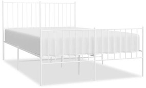 350947 vidaXL Cadru de pat metalic cu tăblie, alb, 120x200 cm