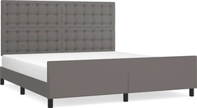 vidaXL Cadru de pat cu tăblie, gri, 180x200 cm, piele ecologică