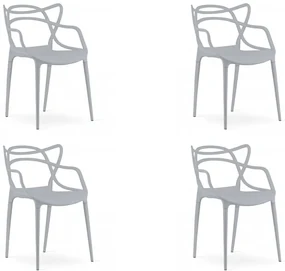 Set 4 bucati scaune din plastic KATO gri deschis