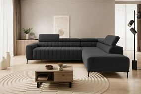 Coltar extensibil GANDI 160, sezlong dreapta, stofa catifelata gri gra