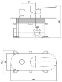 Baterie de duș pentru instalare ascunsă Cersanit S951-338 MODUO crom lucios