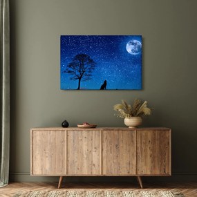Tablou - Lupul urlând la lună (90x60 cm)
