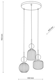 Lustră pe cablu SOPHIA 3xE14/10W/230V negru/bej fumuriu