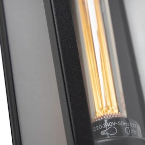 Lampă de perete exterioară modernă dreptunghiulară neagră cu sticlă - Rotterdam Long