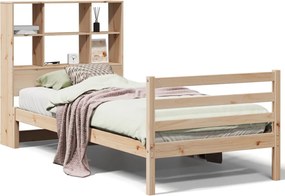 vidaXL Pat cu bibliotecă fără saltea, 90x200 cm, lemn masiv pin