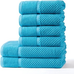 decoDoma Set de prosoape şi prosoape de baie din frotir MODENA turcoaz, 6 buc