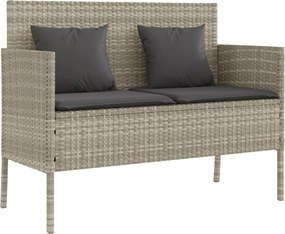 vidaXL Bancă de grădină cu pernă, gri deschis, poliratan