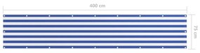 Paravan de balcon, alb si albastru, 75 x 400 cm tesatura oxford Alb si albastru, 75 x 400 cm