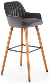 Scaun bar catifea H-93 gri inchis - H 98 cm