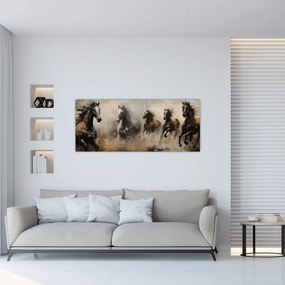 Tablou - Pictură în ulei de cai (120x50 cm)