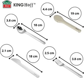 Set de 3 tacâmuri Kinghoff KH 1954, Cutie de depozitare din silicon, Oțel inoxidabil, Argint