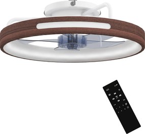 HOMCOM Ventilator de tavan cu lumină LED 40 W motor DC reversibil telecomandă 6 viteze 3 culori temporizator Teak | Aosom Romania