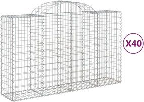 vidaXL Coșuri gabion arcuite 40 buc, 200x50x120/140cm, fier galvanizat