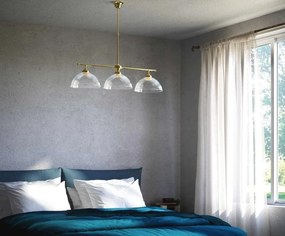 Candelabru stil neoclasic din alama si abajur ceramic Elide