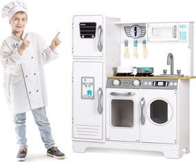 Bucătărie din lemn pentru copii cu echipamente de uz casnic