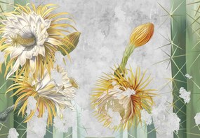 Fototapet - Cactuși înfloriți, vintage (147x102 cm)