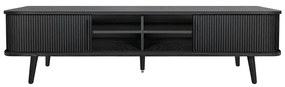 Comodă TV neagră cu aspect de lemn de stejar 178x50x40 cm Rove – Woodman