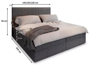 Pat boxspring tapițat ISPIRA 160x200 cm maro deschis Saltele: Saltea cu arcuri Bonell