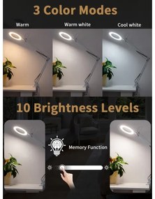 Lampă LED dimabilă de masă cu lupă LED/12W/5V 3000/4200/6000K alb Brilagi