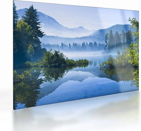 Tablou pe sticlă cu lac montan (70x50 cm)
