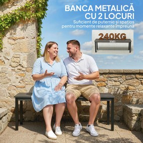 Outsunny Bancă de grădină cu 2 locuri, 130x34x43 cm, gri | Aosom Romania