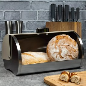 Cutie de paine Klausberg KB 7271, 39 cm, Fara amprente, Metal, Bej / argintiu