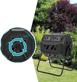 Compostor rotativ cu două camere de 160 litri
