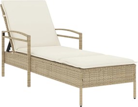 vidaXL Șezlong cu pernă, bej, 63x200x81 cm, poliratan