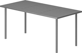 Outsunny Masă de grădină 165 x 80 cm pentru 6 persoane Masă de dining cu blat din lamele Cadrul din oțel, Dreptunghiulară | Aosom Romania