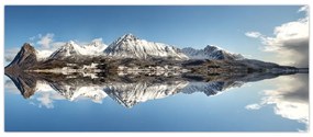 Tablou cu munți și reflectarea lor (120x50 cm)