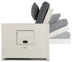 Zona de confort Rattan canapea pentru camera de zi, cu două locuri, din răchită 121x86x99cm 10cm, plianta siextensibila, alba