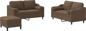 vidaXL Set de canapele cu perne, 3 piese, maro, textil