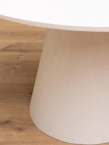 Masă dining rotundă din lemn, alb, 4–5 locuri, cu picior central conic, 76 x 120,5 cm, „Calla”