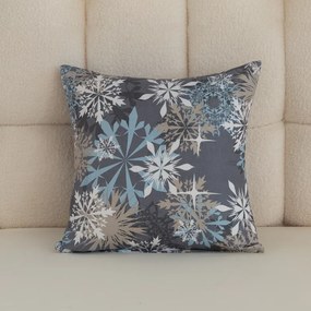 Husa pentru perna din microfibra SNOWFLAKE 45x45 cm, albastru-gri