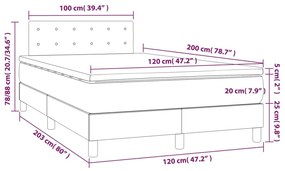 Pat box spring cu saltea, maro inchis, 120x200 cm, textil Maro inchis, 120 x 200 cm, Nasturi de tapiterie