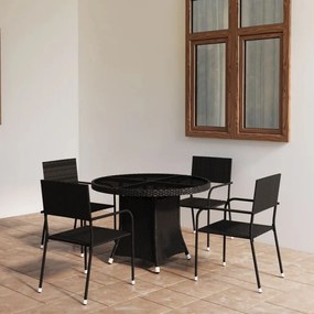 3059452 vidaXL Set mobilier de grădină, 5 piese, negru, poliratan