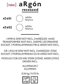 Rama Spot directionabil, incastrabil, alb, dim. 11x11cm ARGON-C, 43402