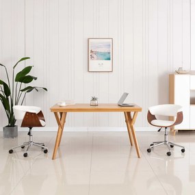 Scaun de birou pivotant, alb, lemn curbat si piele ecologica 1, Alb