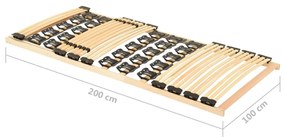 Cadru de pat cu 38 sipci, cap ajustabil, 100x200 cm 100 x 200 cm, Reglare tetiera (manual)