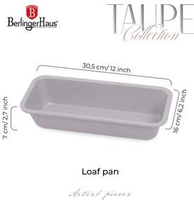 Tava chec 32x13,5 cm Taupe Berlinger Haus BH 7919, antiaderenta, gri