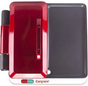 Gratar electric multifunctional Beper P101CUD500 4в1, 1000 W, 4 zone de gatit, Acoperire antiaderenta, Rosu