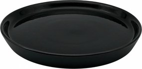 Farfurie Vulcano Mare 25cm Gresie Ceramica ( Negru lucios interior, Negru mat exterior)