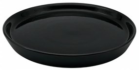 Farfurie Vulcano Mare 25cm Gresie Ceramica ( Negru lucios interior, Negru mat exterior)