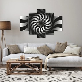 Tablou abstract cu spirala alb neagră (150x105 cm)