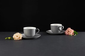 Set servire ceai sau cafea, 12 piese, 6 persoane, gri, Sonia