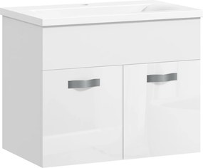 Kleankin Dulap de Baie Suspendat cu Chiuvetă, Dulap cu 2 Uși cu Chiuvetă și Balamale Amortizate, 61x40x50 cm, Alb Lucios | Aosom Romania